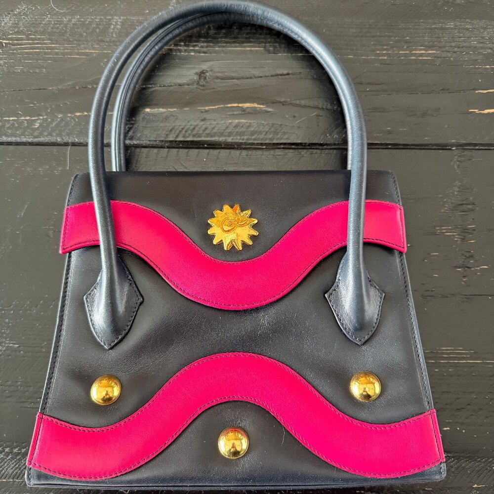 Christian Lacroix Black and Pink Leather Handbag